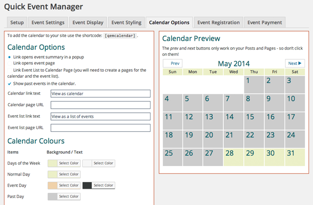 WordPress Event Management Plugins Calendar Options