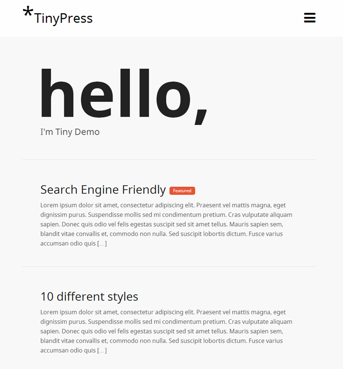 TinyPress WordPress Theme