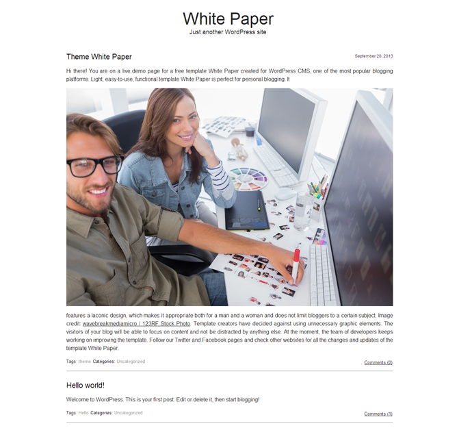 White Paper WordPress Theme