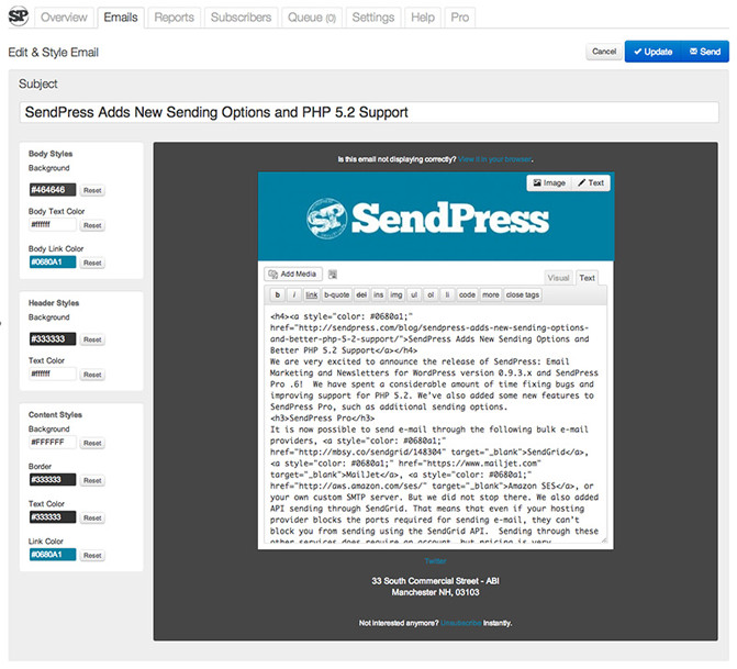 Sending newsletters with WordPress