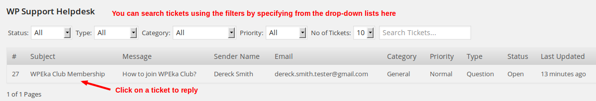 WP Support Helpdesk - all tickets