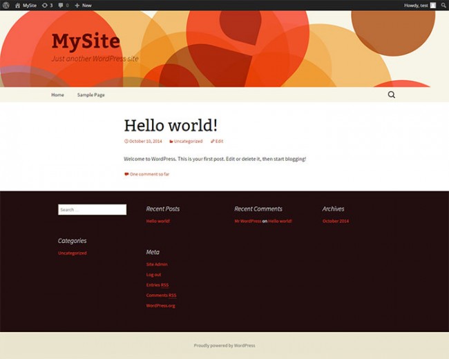 WordPress Theme Header and Footer page1