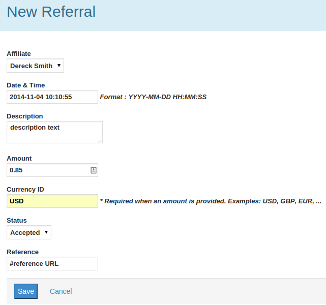 Referrals - Add new referral