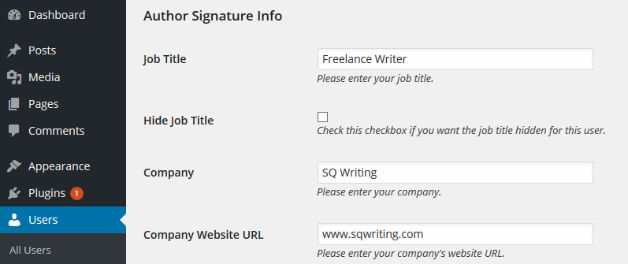 Author Signature Info