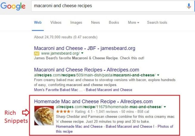 Google recipe search