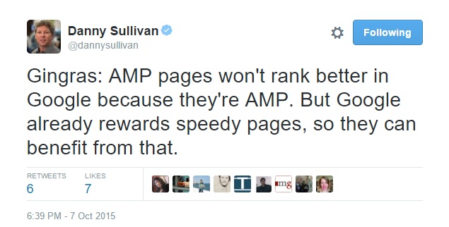 Danny Sullivan AMP tweet
