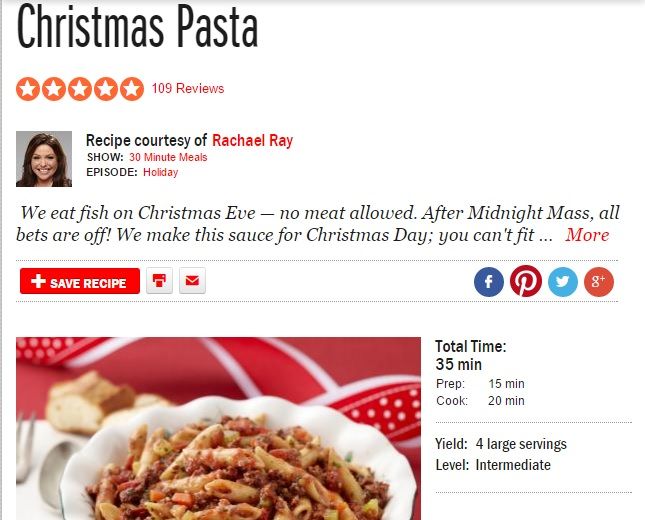 Christmas Pasta recipe