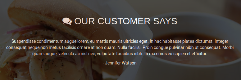 Cordon Bleu restaurant theme in wordpress - Callout Element for Customer Reviews