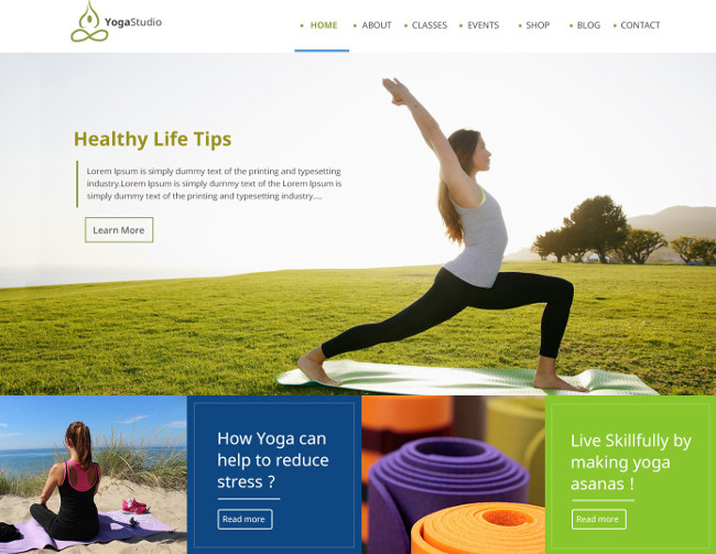 One Page PSD Yoga Template - web design tools