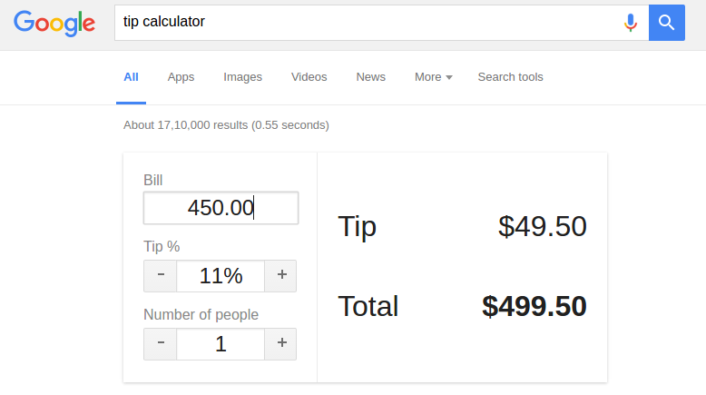 advanced google search tricks -Tip Calculator
