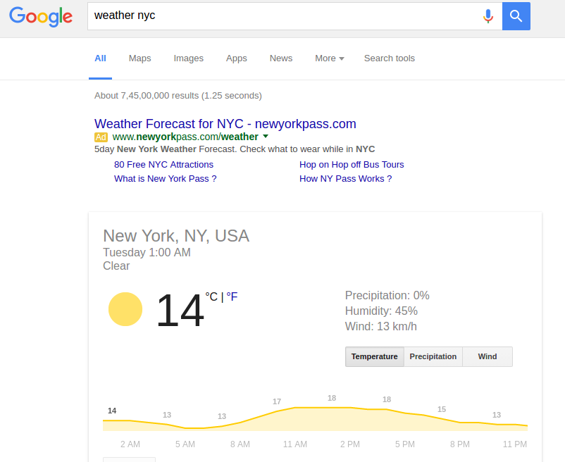 advanced google search tips - Weather