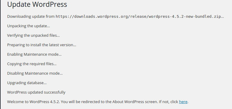 Update WordPress using One Click Update