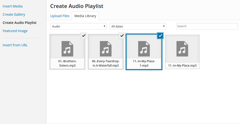 Audio files in WordPress - create audio playlist