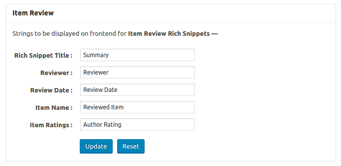 rich snippets plugin configuration