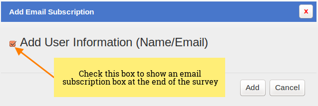 SurveyFunnel - Add Funnel - Design tab - Add Email Subscription