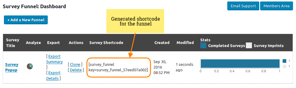 SurveyFunnel - Funnel shortcode