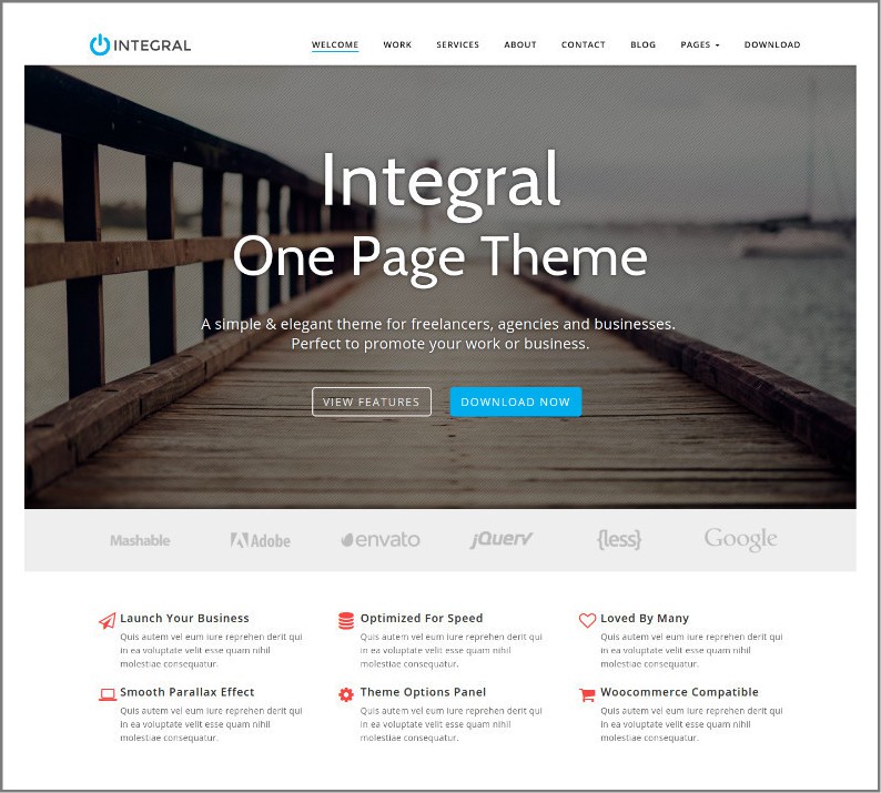 integral theme - one page parallax wordpress theme