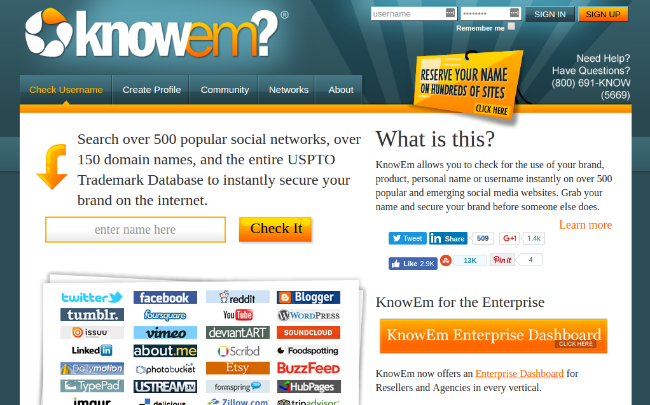 free domain name generators - knowem
