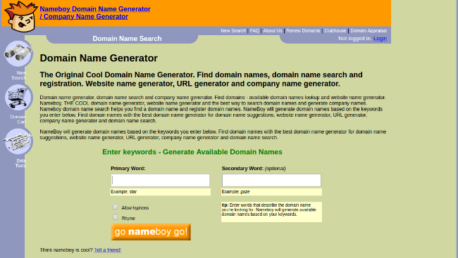 free domain name generators - nameboy