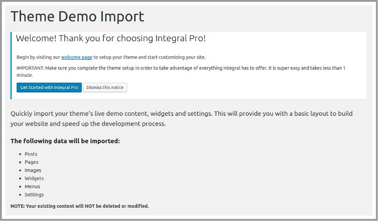 theme demo import plugin