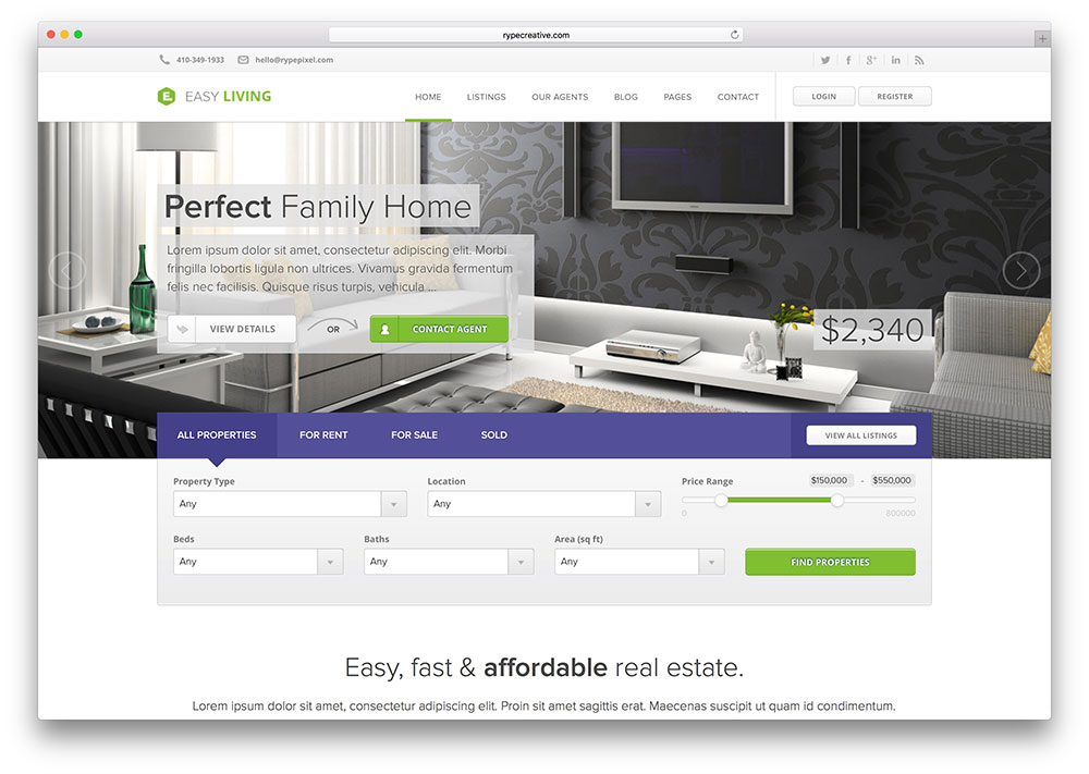 Easy Living | Real Estate WordPress Themes