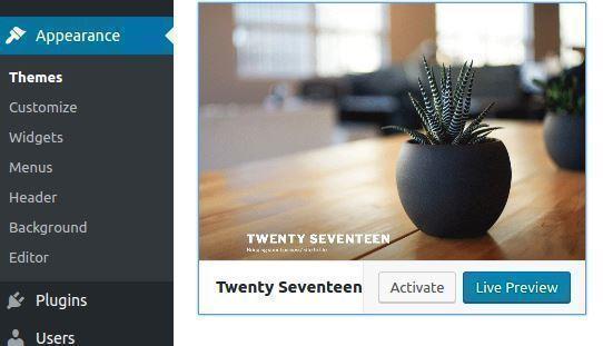 Twenty Seventeen theme | Activate child theme