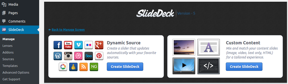 Dynamic source create slidedeck