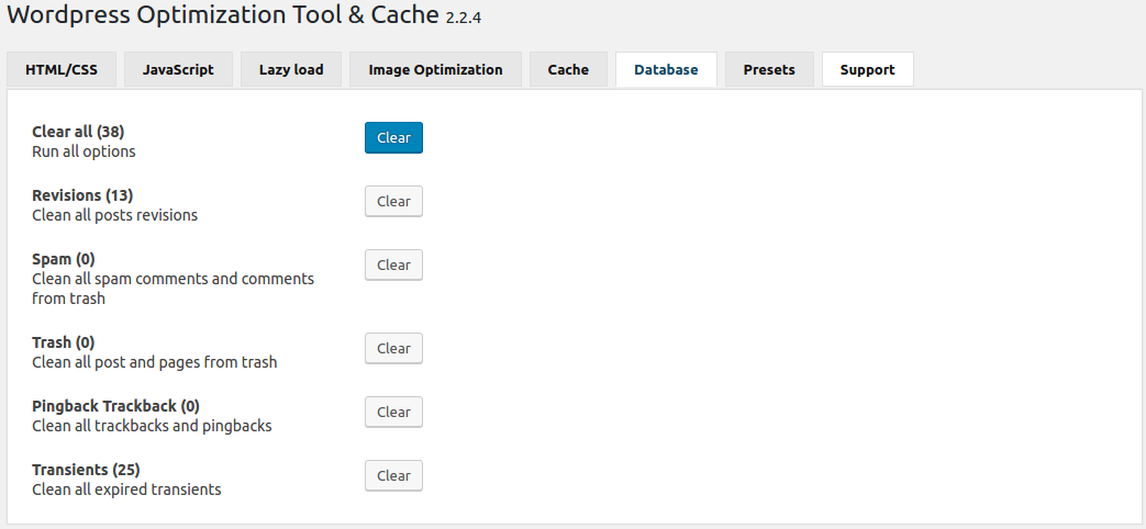 WOT Cache plugin Database