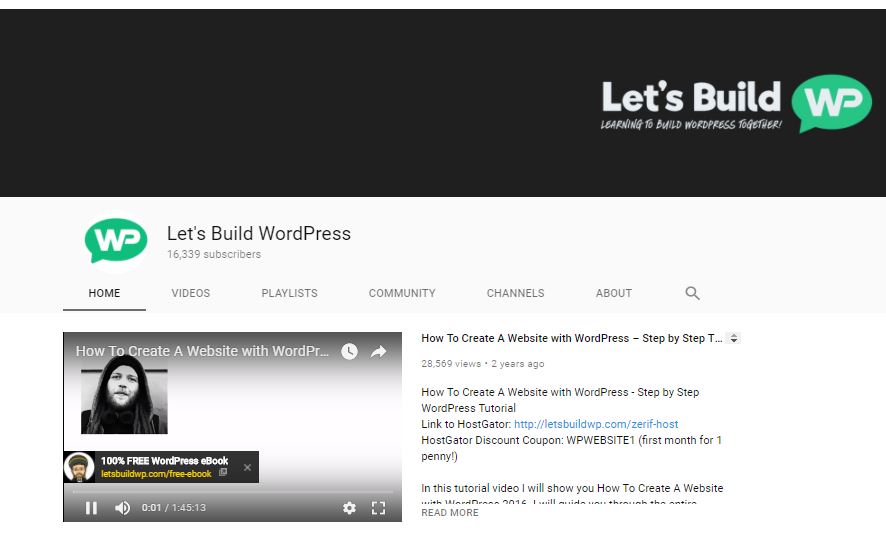 letsbuildwp Youtube channel