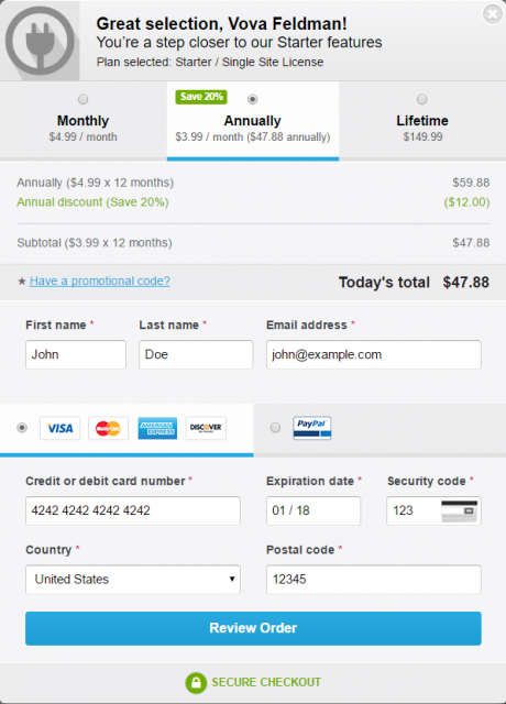 A user-friendly Freemius payment form