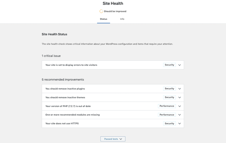 wordpress-5-3-site-health-report