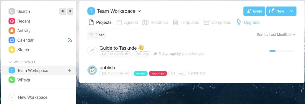 Taskade Review Team Workspace