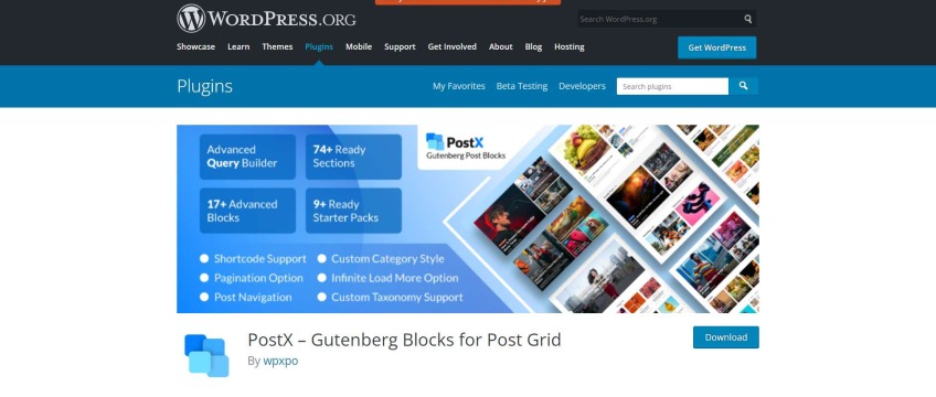 PostX- blocks builder plugin