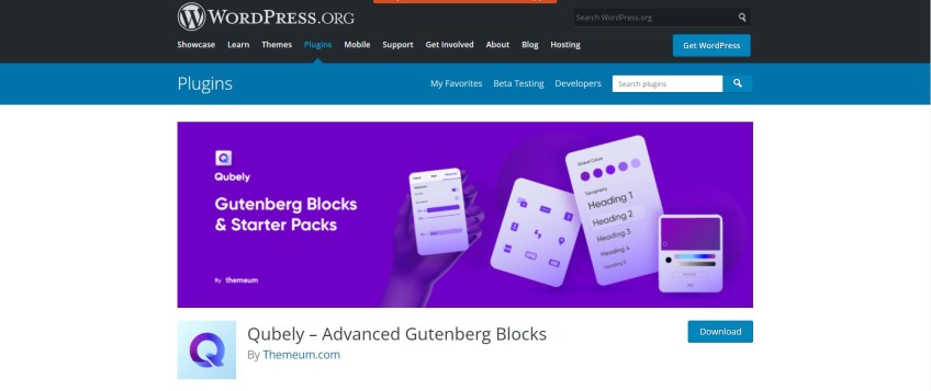 Qubely Gutenberg block plugin
