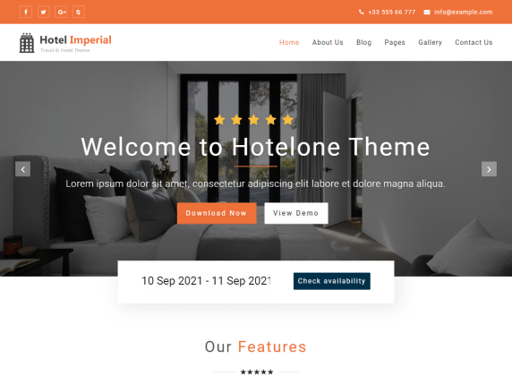 Hotel Imperial WordPress theme